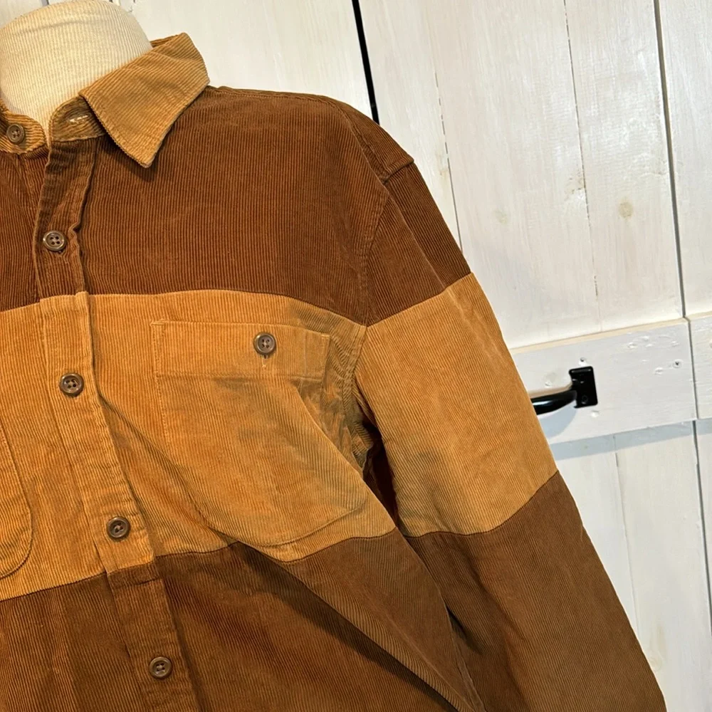 NWT J. Crew Brown Two Toned Corduroy Button Down - Picture 2 of 3